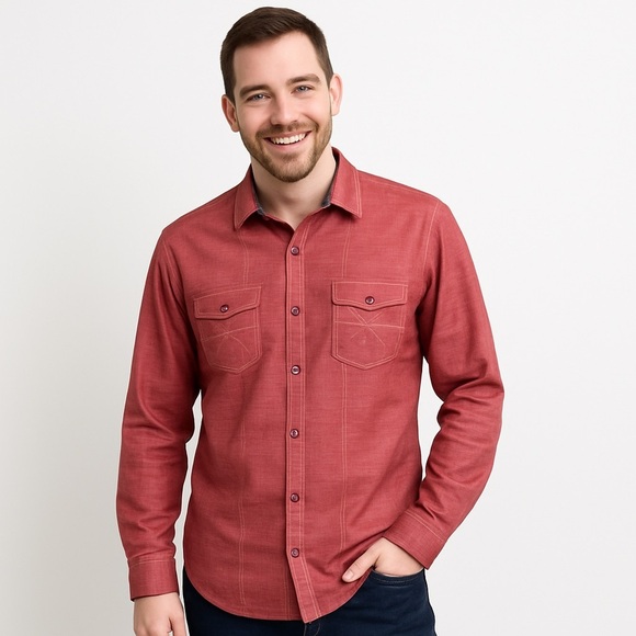 Drill Clothing Company Other - DRILL CLOTHING COMPANY Men's Vintage Rusty Red Button Down Casual Shirt Size L
